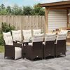 vidaXL Set da Pranzo per Giardino 9 pcs Marrone Poly Rattan
