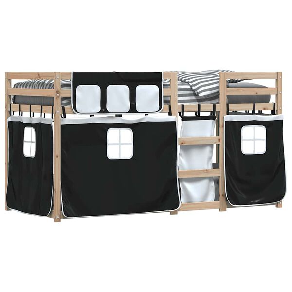 vidaXL Letto a Castello senza Materasso Bianco e Nero 90x200cm in Pino