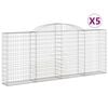 vidaXL Cesti Gabbioni ad Arco 5 pz 300x30x120/140 cm Ferro Zincato
