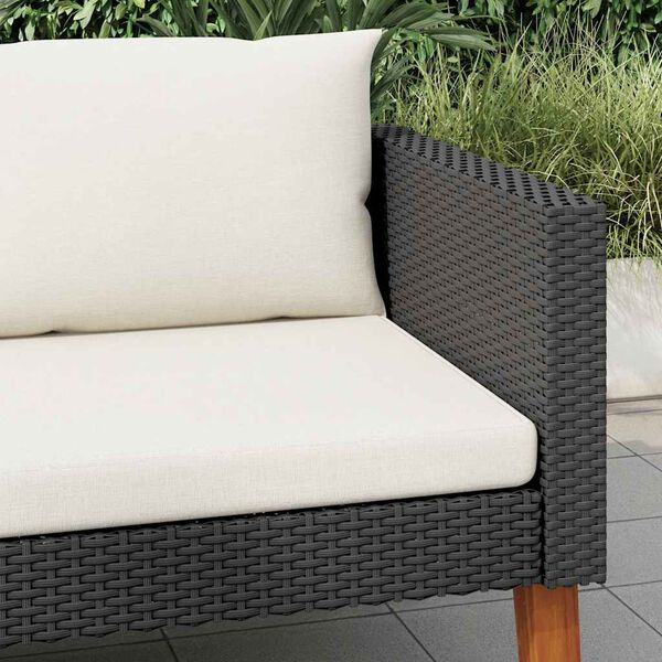 vidaXL Divano da Giardino Singolo con Cuscini in Polyrattan Nero