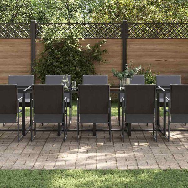 vidaXL Set da Pranzo per Giardino 17 pcs Nero Acciaio