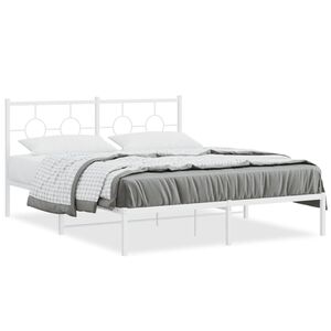 vidaXL Giroletto con Testiera Metallo Bianco 160x200 cm