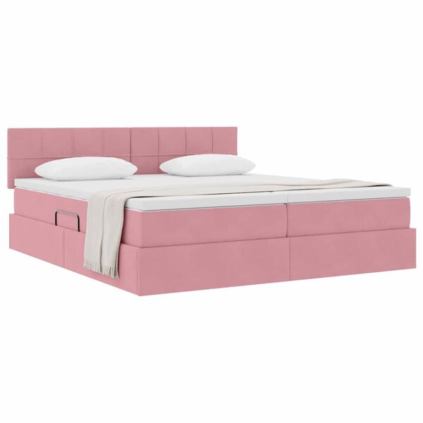 vidaXL Letto con Contenitore con materasso Rosa 100 x 200 cm