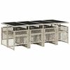 vidaXL Set Pranzo da Giardino 9pz con Cuscini Grigio Chiaro Polyrattan