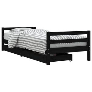 vidaXL Giroletto Bambini con Cassetti Nero 80x200cm Massello di Pino