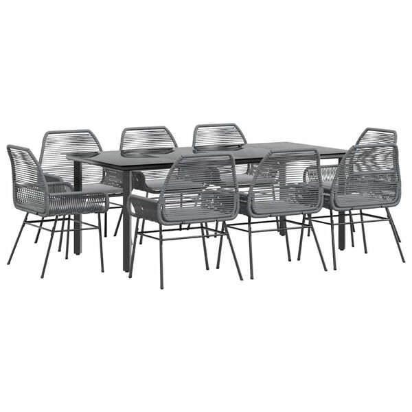 vidaXL Set da Pranzo da Giardino 9 pz con Cuscini Polyrattan Vetro