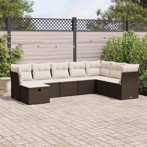 vidaXL Set Divani da Giardino 8 pz con Cuscini Marrone in Polyrattan