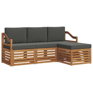 vidaXL Set di divani da esterno 4 pz Naturale e Antracite