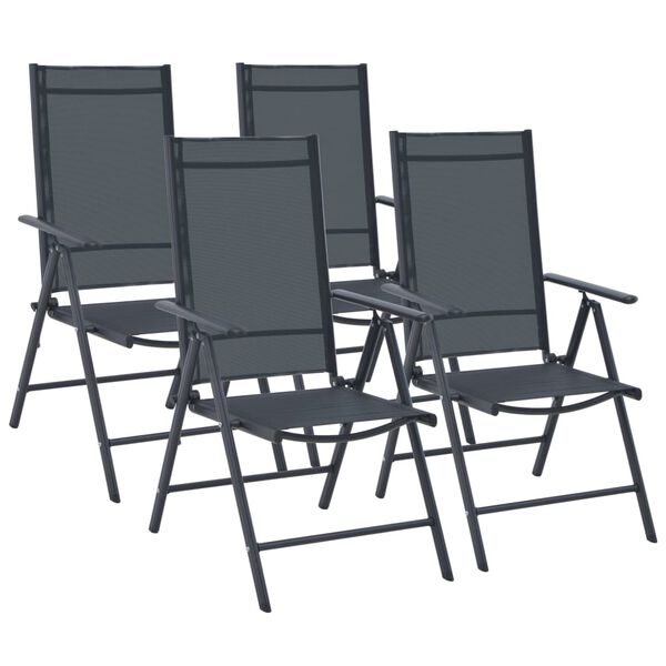 vidaXL Set da Pranzo da Giardino 5 pz in Alluminio e Textilene Nero