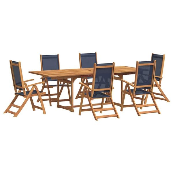 vidaXL Set Pranzo da Giardino 7pz Legno Massello di Acacia e Textilene
