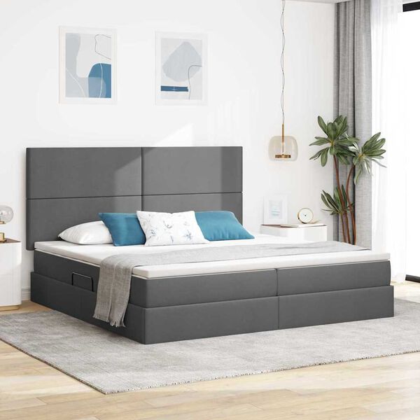 vidaXL Letto con contenitore e LED Grigio scuro 200 x 200 cm