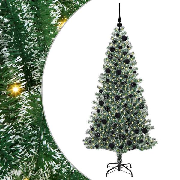 vidaXL Albero di Natale Artificiale Imbiancato con Luci LED 180 cm