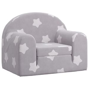 vidaXL Divano Letto Bambini Grigio Chiaro con Stelle Morbido Peluche