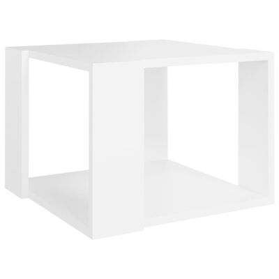 Tavolino Da Salotto Bianco Lucido 40x40x30 Cm Legno Multistrato