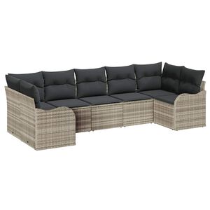 vidaXL Set Divano da Giardino 7 pz Grigio chiaro Poly Rattan