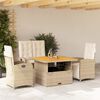 vidaXL Set da Pranzo da Giardino 4 pz con Cuscini Beige in Polyrattan