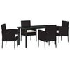 vidaXL Set da Pranzo per Giardino con cuscino 5 pcs Nero polyrattan