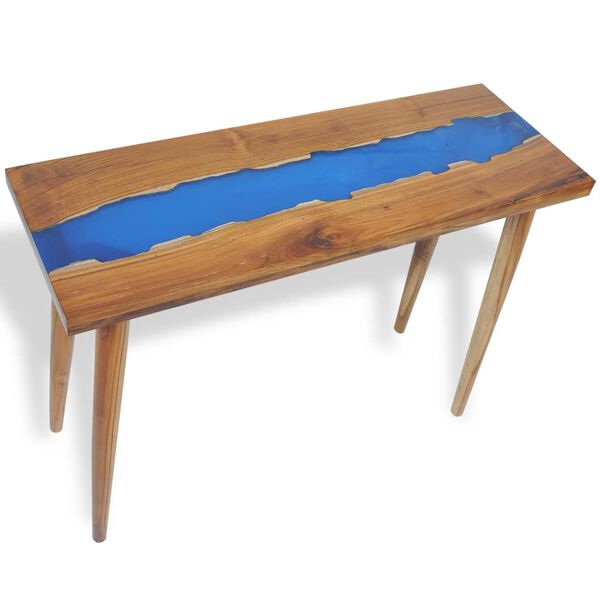 vidaXL Tavolo Consolle in Teak e Resina 100x35x75 cm