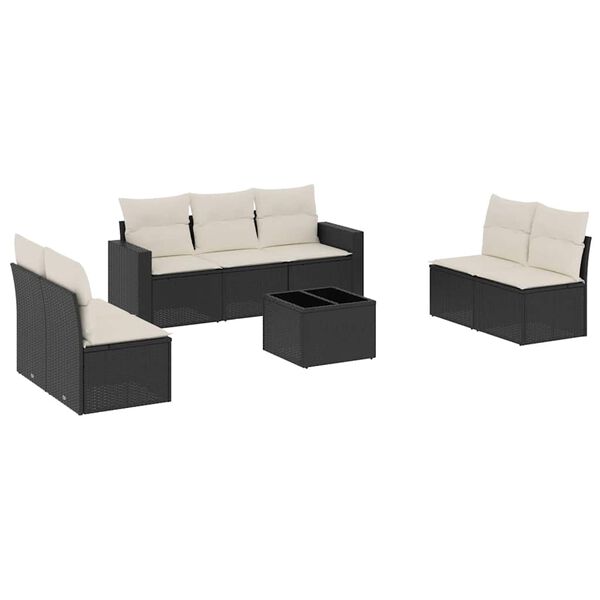 vidaXL Set Divani da Giardino con Cuscini 8 pz Nero in Polyrattan