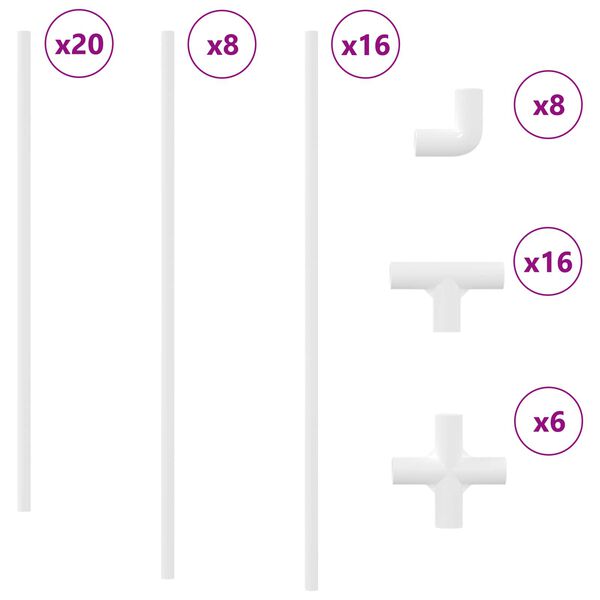 vidaXL Tubo PVC 2 pcs Bianco 12,2 x 1,8 x 500 mm Mterialpp e PE