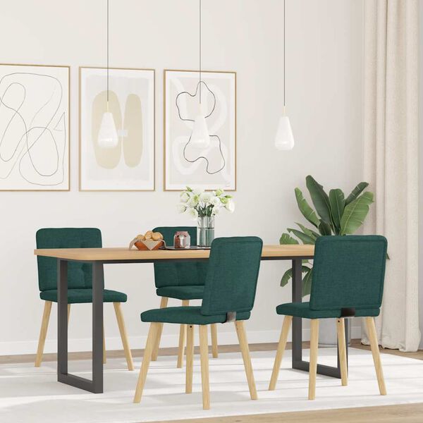 vidaXL Sedie da Pranzo 4 pz in Tessuto Verde Scuro