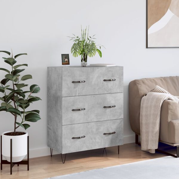 vidaXL Credenza Grigio Cemento 69,5x34x90 cm in Legno Multistrato