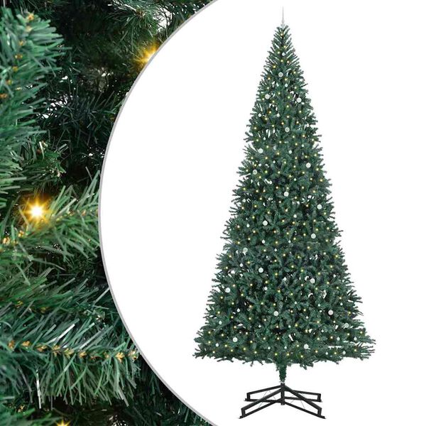vidaXL Albero di Natale Artificiale Pre-illuminato con Set di Palline