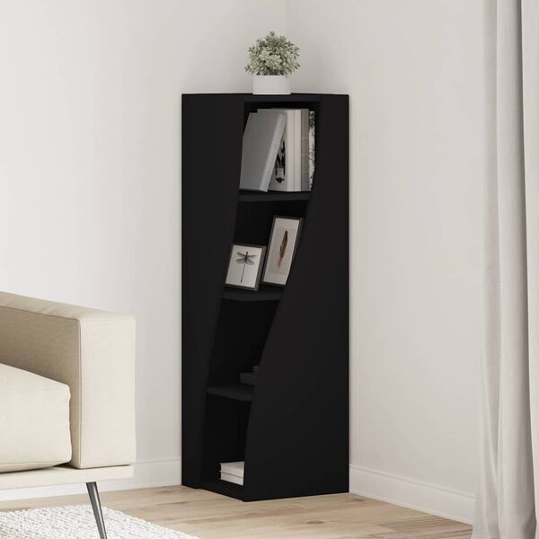 vidaXL Mobile angolare Nero 32x32x102cm Legno multistrato