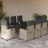 vidaXL Set Pranzo da Giardino 9pz con Cuscini Grigio Chiaro Polyrattan