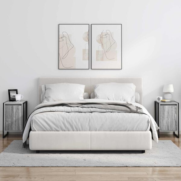 vidaXL Comodino Grigio Sonoma 39,5 x 30 x 50 cm Legno multistrato