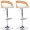 vidaXL Sgabelli da Bar 2 pz Crema in Similpelle e Legno Curvato
