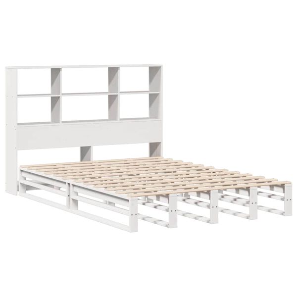 vidaXL Letto Libreria senza Materasso Bianco 140x190 cm Legno Massello