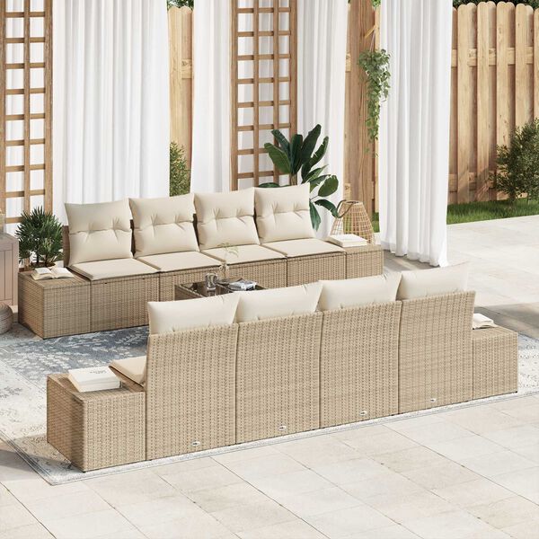 vidaXL Set Divano da Giardino 7 pcs Beige e Crema polyrattan