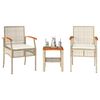 vidaXL Set da Bistr&ograve; 3 pz con Cuscini Beige Polyrattan e Legno Acacia