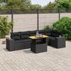 vidaXL Set Divani da Giardino con Cuscini 7pz Nero Polyrattan