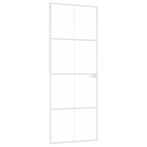 vidaXL Porta Interna Bianca 76x201,5 cm Vetro Temperato Alluminio Slim