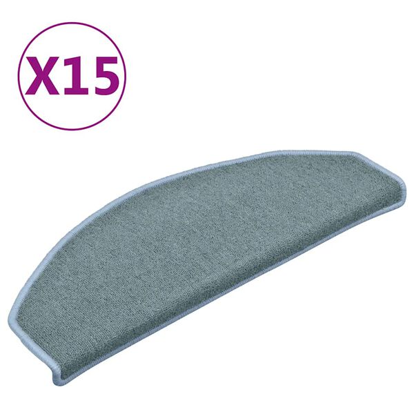 vidaXL Tappetini per scale 15 pz 65x24x4 cm Blu mare Semicircolari Grandi