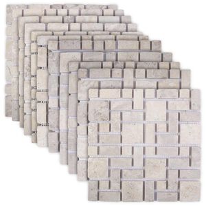 vidaXL Piastrelle Mosaico Crema 30 x 30 cm Marmo