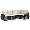vidaXL Set Divano da Giardino 5 pz Nero e Bianco Crema polyrattan