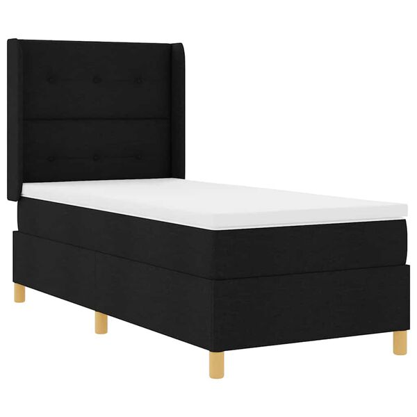vidaXL Letto a molle con materasso Nero 140 x 200 cm Tessuto