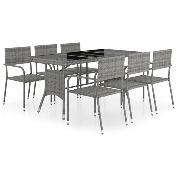 vidaXL Set Mobili da Pranzo Giardino 7 pz Polyrattan Antracite Grigio