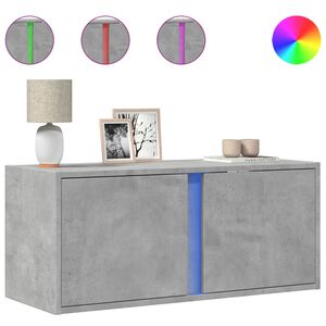 vidaXL Mobile TV a Parete con Luci LED Grigio Cemento 80x31x35 cm