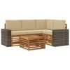 vidaXL Set di divani da esterno 5 pz Naturale e Beige Poliestere