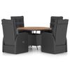 vidaXL Set da Pranzo da Giardino 5 pz con Cuscini in Polyrattan Nero