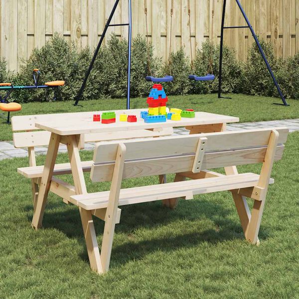 vidaXL Tavolo da Picnic per 4 Bambini con Foro Ombrellone Legno Abete