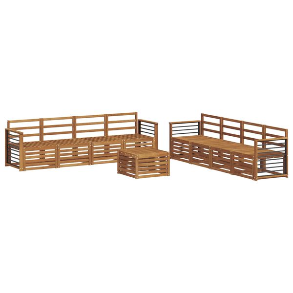 vidaXL Set divani 9 pcs Naturale Legno di Acacia Massello