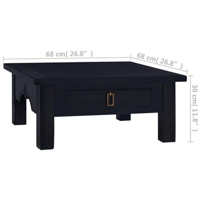 vidaXL Tavolino Salotto Nero Chiaro 68x68x30 cm in Massello di Mogano