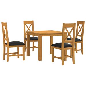 vidaXL Set da pranzo 5 pz Nero Legno di Quercia Massello