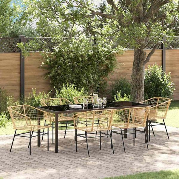 vidaXL Set da Pranzo per Giardino 7 pcs Marrone polyrattan