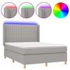 vidaXL Letto a Molle Materasso e LED Grigio Chiaro 140x200 cm Tessuto